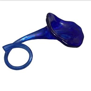 Vintage Cobalt Blue Handblown Glass Flower Sculpture